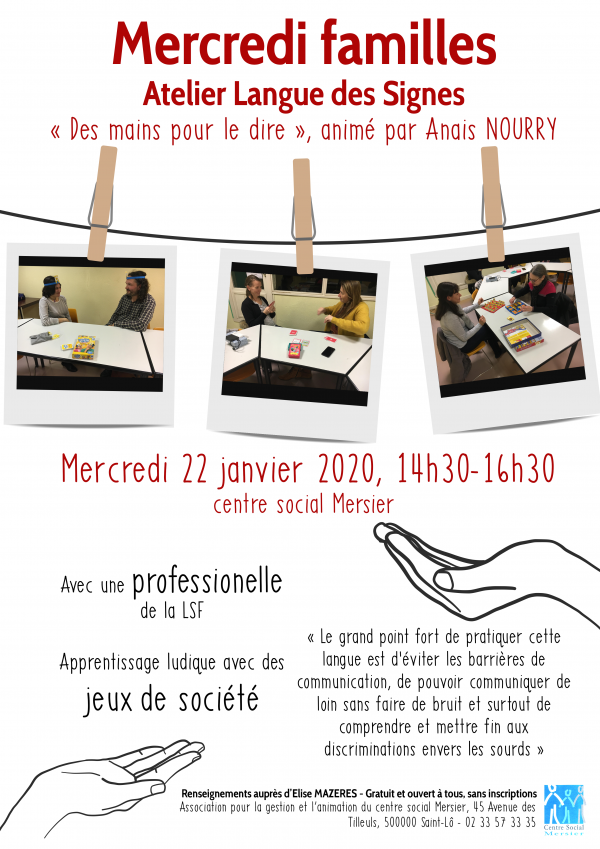 Tais Toi En Langue Des Signes Initiation Langue des Signes Française - Centre social Marcel Mersier